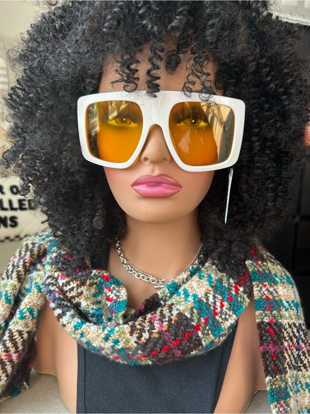 ✨NEW Aviator White Frame Statement Sunglasses with Amber Lenses -